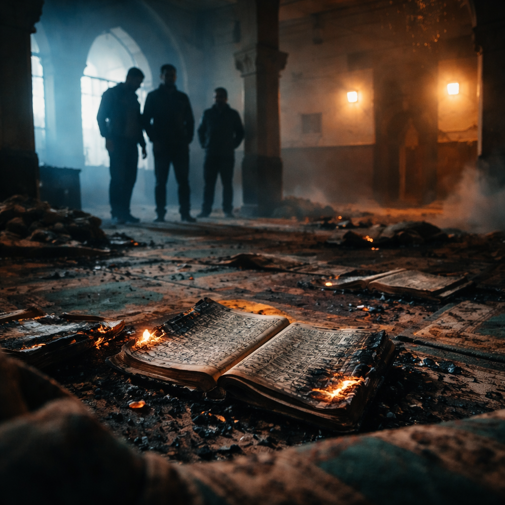 Palestine mosque vandalised as Israeli settlers accused of burning Qurans near Bethlehem